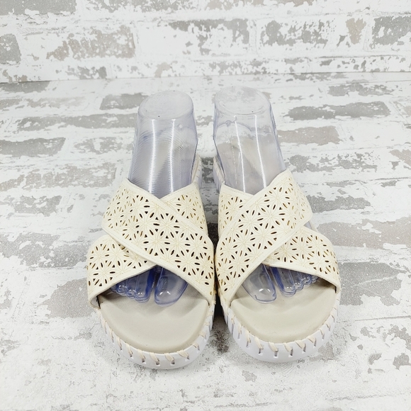 NEW Ilse Jacobsen Tulip Milk Cream Cross Band Sandals Slide W415 - Picture 3 of 11